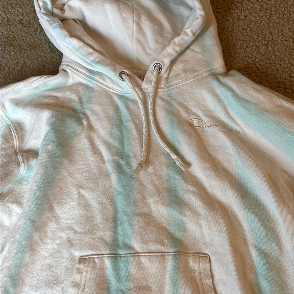Champion White and Light Blue Hoodie